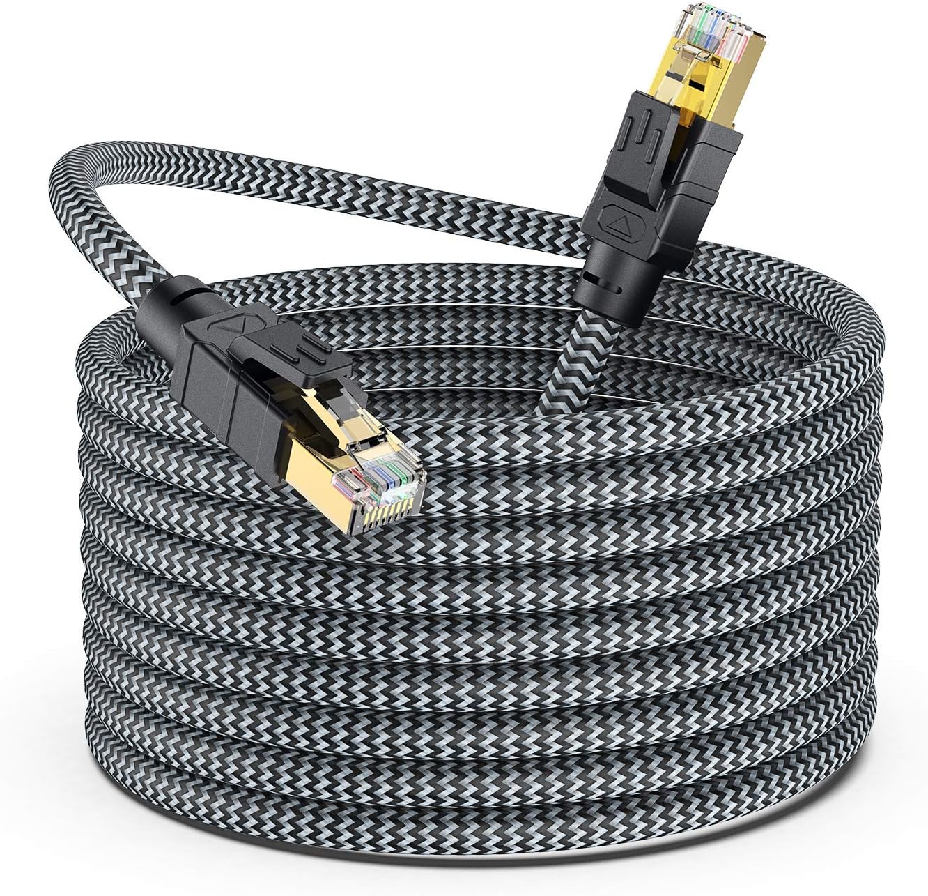 Cat 8 Ethernet Cable 200 ft 26AWG 40Gbps 2000Mhz with Gold Plated RJ45 Connector L345938
