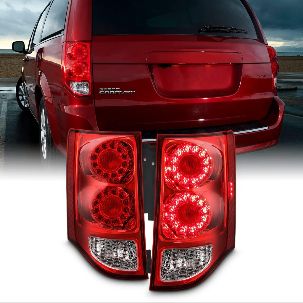 LED Chrome Red Clear Tail Brake Lights Pair B4685