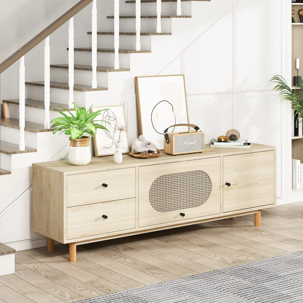 Natural Rattan TV Stand with 2 Drawers T64934