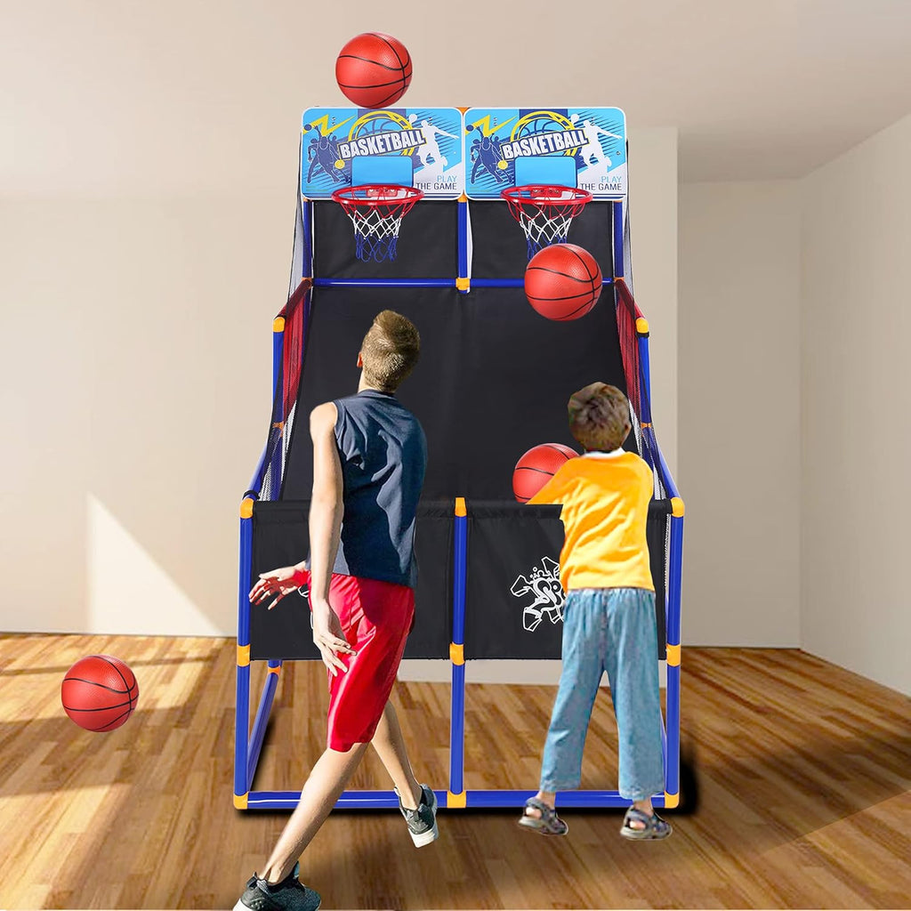 Kids Arcade Basketball Hoop with 6 Basketballs and Air Pump Q748