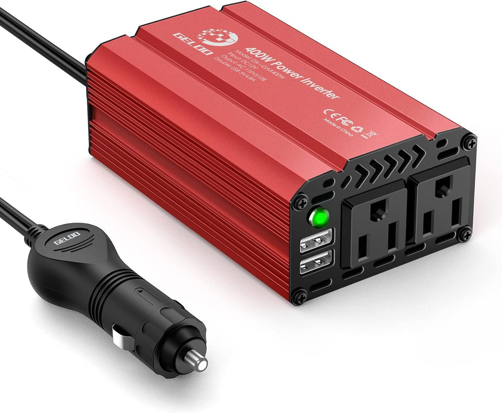400W Car Power Inverter DC 12V to AC 110V with 4.8A Dual USB, Pack of 2 W9648