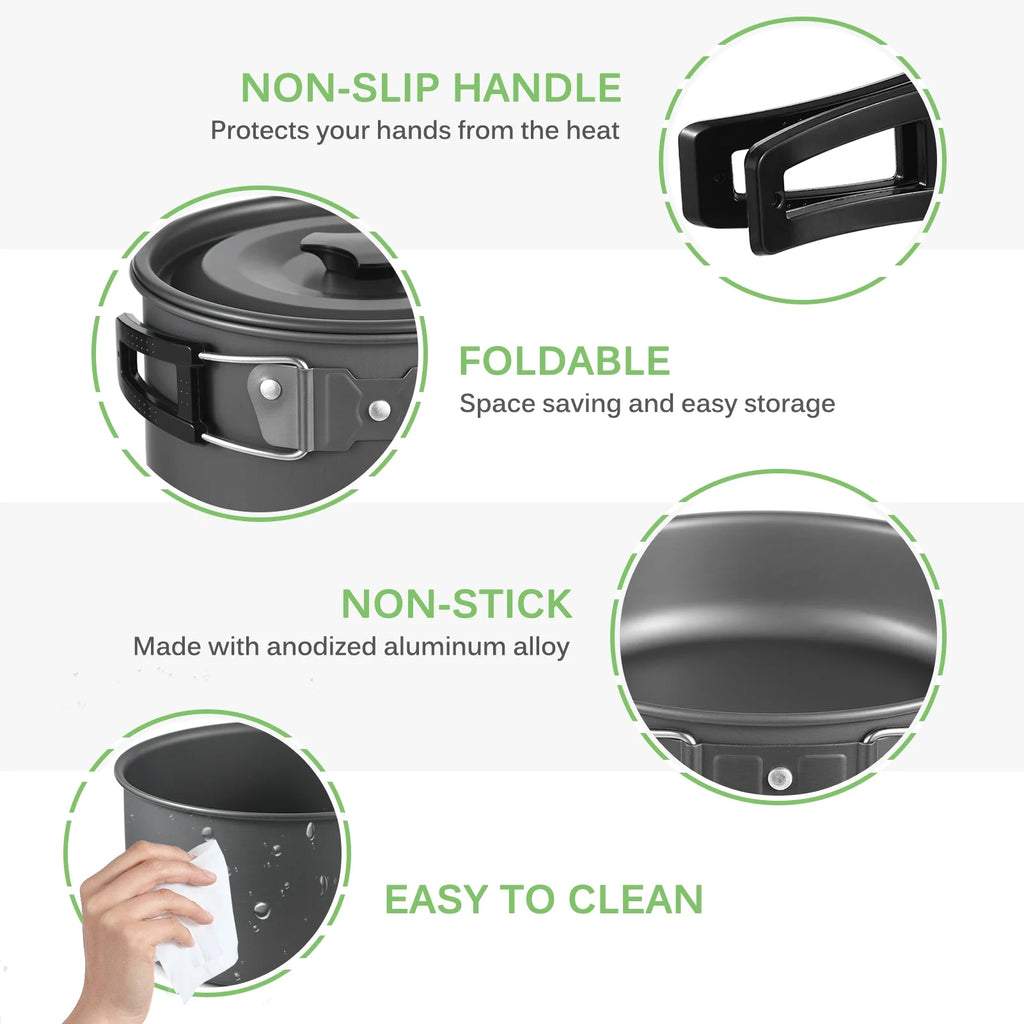 Collapsible Bowl Pan Knife Fork Cookware Kit Z437704