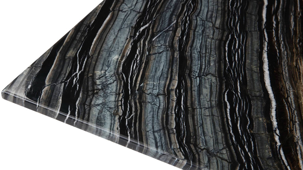 Black and White Marble End Table with Stainless Steel Base Y9303