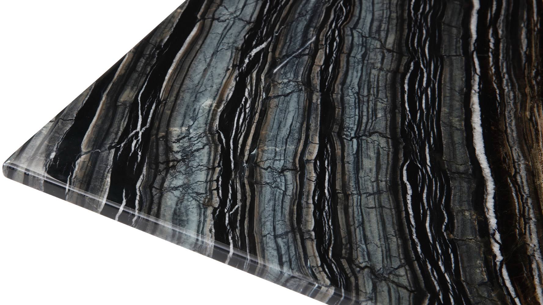 Black and White Marble End Table with Stainless Steel Base Y9303