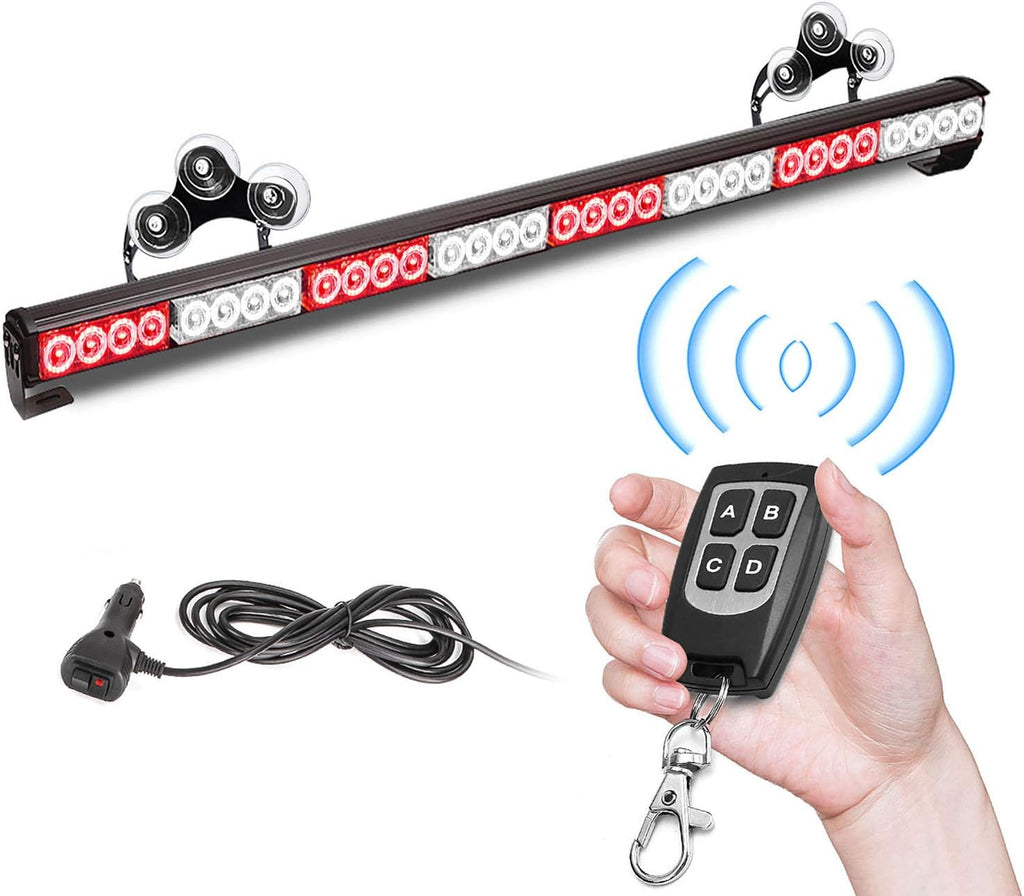 32 LED 35.5" Amber White Hazard Warning Traffic Advisor Light Bar Pack of 2 O8856