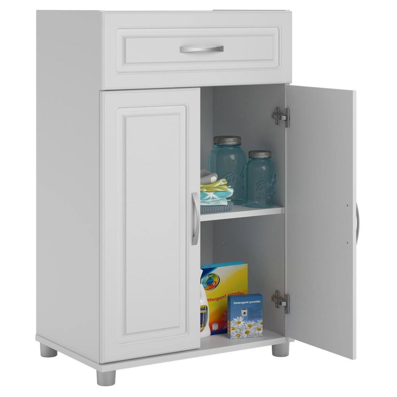 White 1 Drawer 2 Door Base Storage Cabinet K3987