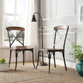 Metal Frame Dining Side Chairs, Set of 2, Brown and Ash Q270100