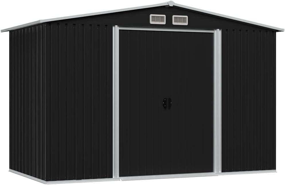 Anthracite Garden Storage Shed with Double Sliding Doors 101.2 x 80.7 x 70.1inch Z9972