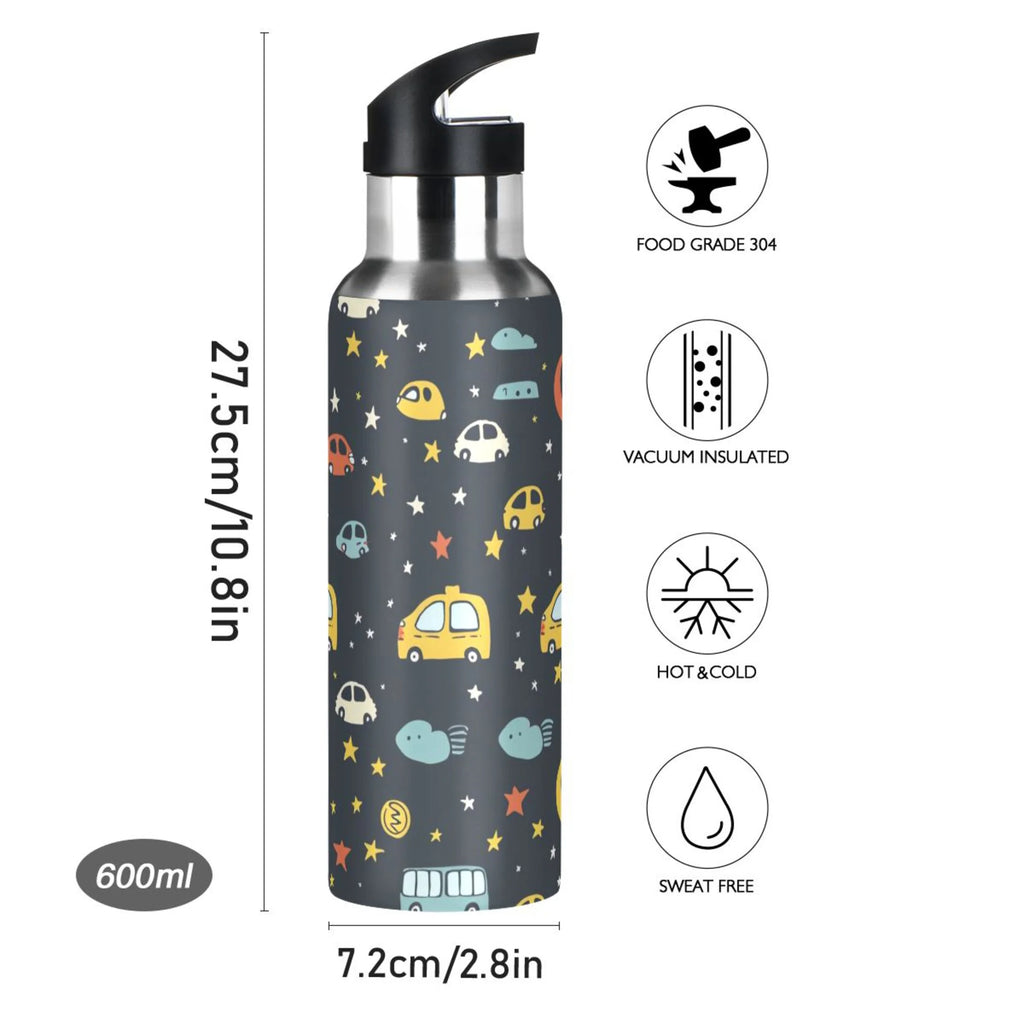 20 oz Insulated Stainless Steel Kids Water Bottle with Straw Lid M153311