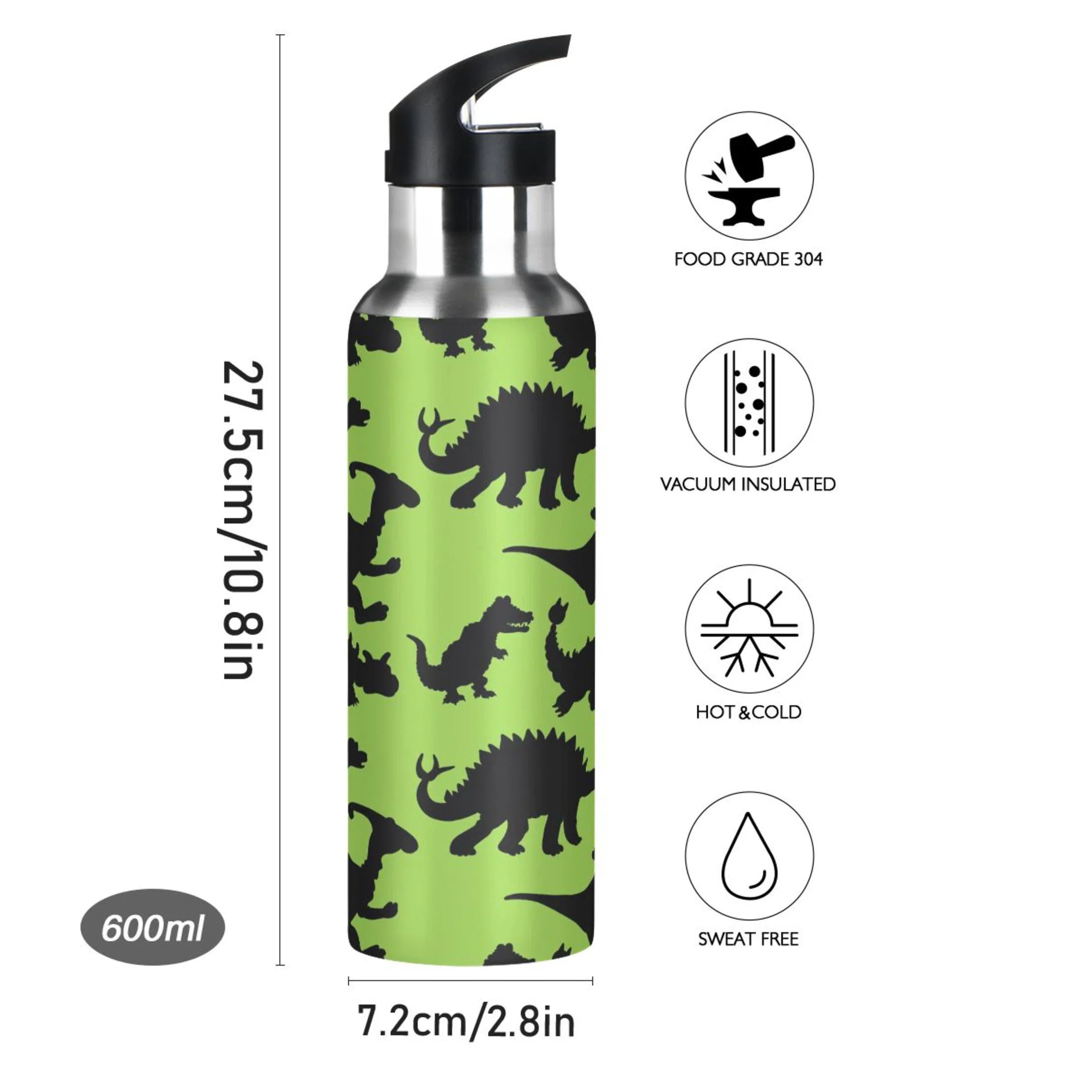 Stainless Steel Vacuum Insulated Water Bottle with Straw Lid 20 OZ T7248