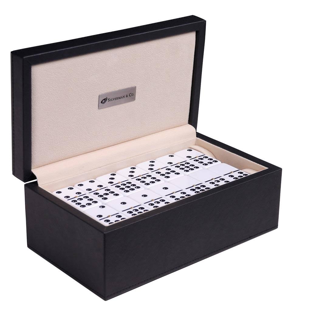 Double 9 White Domino Set with Black Case I919