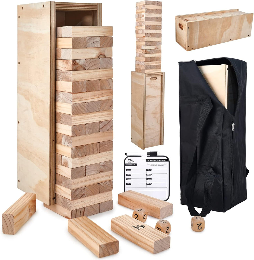 Giant Stacking Game Wooden Tower Game Set with Carrying Bag V86993
