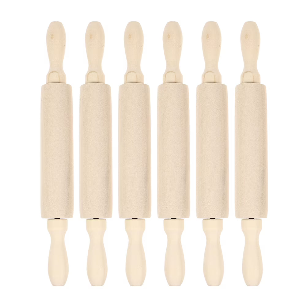 6 Pcs Wooden Rolling Pin Toy Playset Z203496
