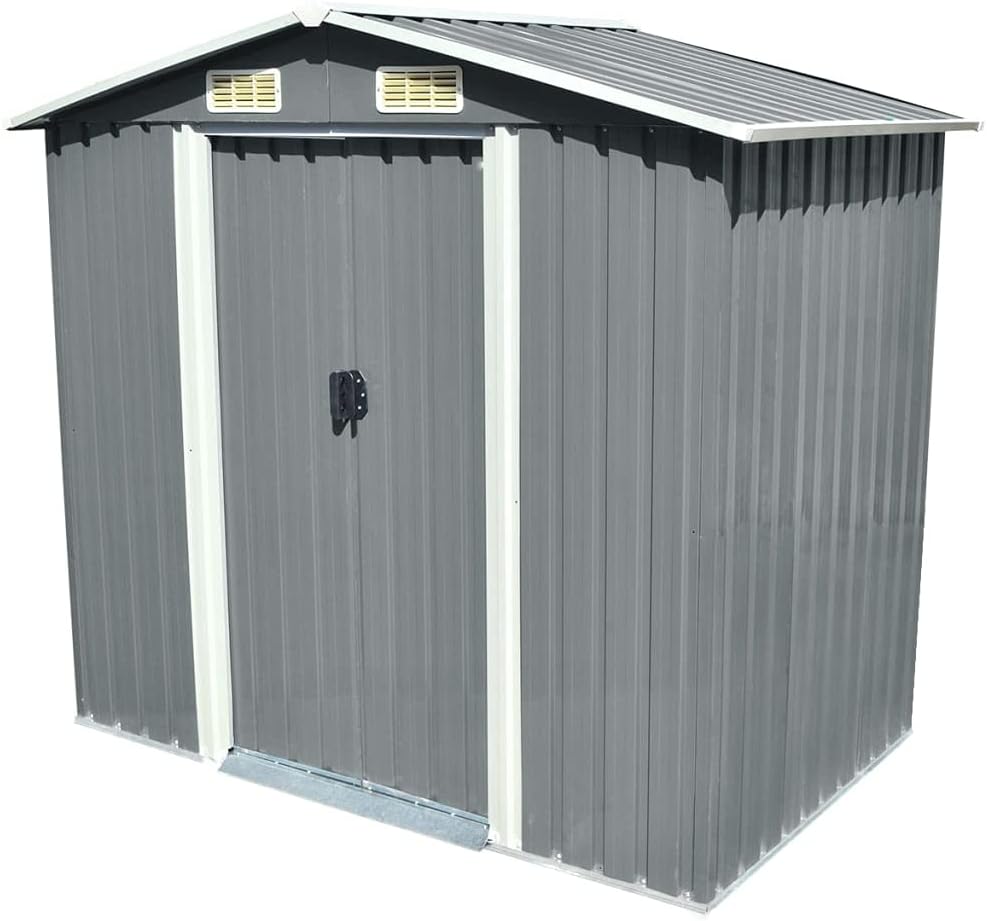 Anthracite Garden Storage Shed with Double Sliding Doors 101.2 x 80.7 x 70.1inch Z9972