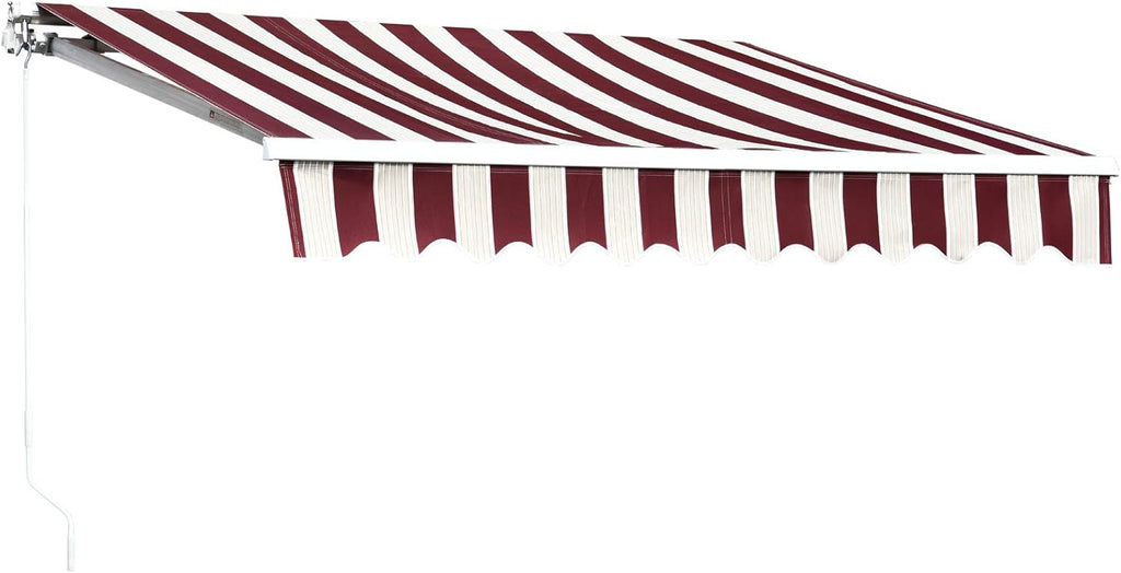 12x10 Feet Manual Retractable Patio Awning Canopy (Grey) T180
