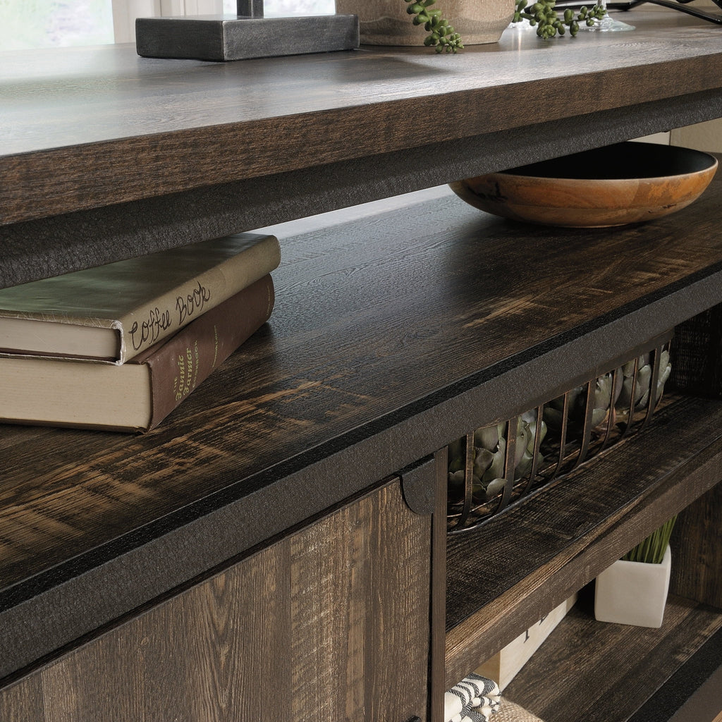 Rustic Metal & Wood TV Stand with Doors Z8796