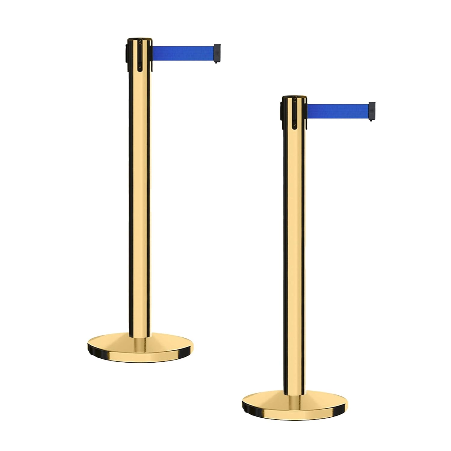 Set of 2 Retractable Belt Barrier Stanchion with Cast Iron Base A826488