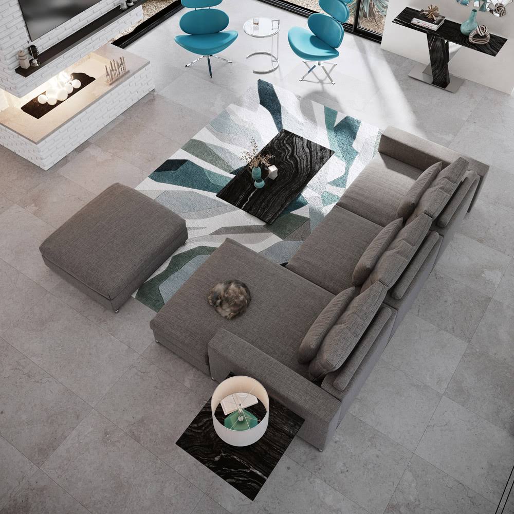 Black and White Marble End Table with Stainless Steel Base Y9303