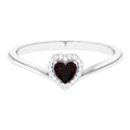 Heart Promise Ring with Diamond Halo, 925 Sterling Silver V241