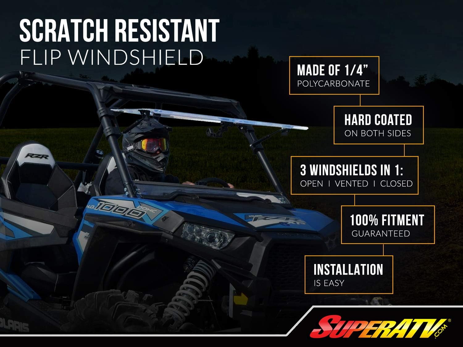 Scratch Resistant 1/4” Polycarbonate Windshield E371