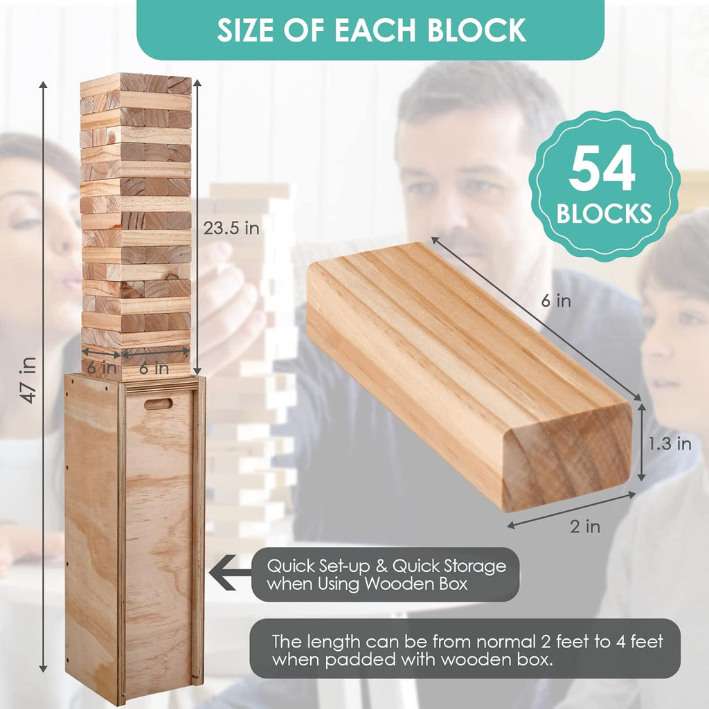 Giant Stacking Game Wooden Tower Game Set with Carrying Bag V86993