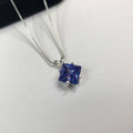 925 Sterling Silver 3.50ct Blue Sapphire Pendant Necklace T487
