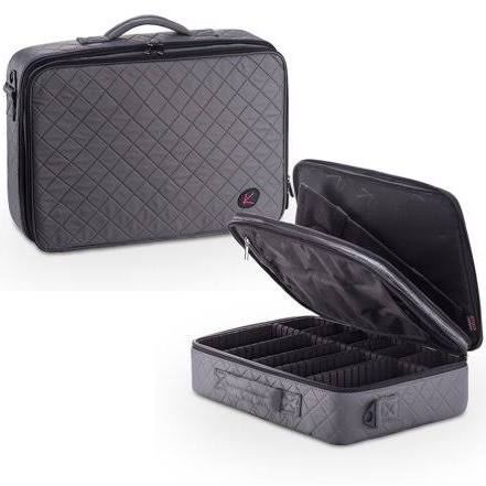 Grey Makeup Case Cosmetic Travel Storage Organizer Bag with Dividers J749669