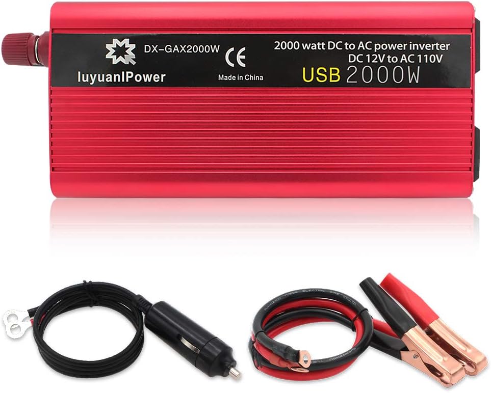 700W Car Power Inverter 12V DC to 110V AC 2 AC Outlets 3.1A USB Charging Port Pack of 2 A60151