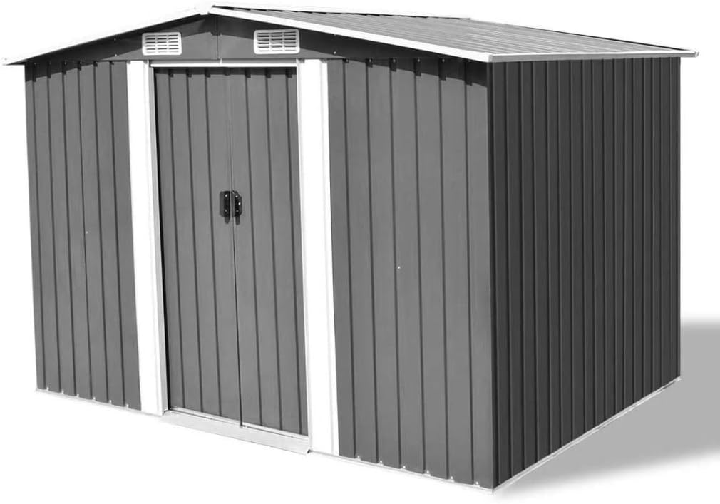 Anthracite Garden Storage Shed with Double Sliding Doors 101.2 x 80.7 x 70.1inch Z9972