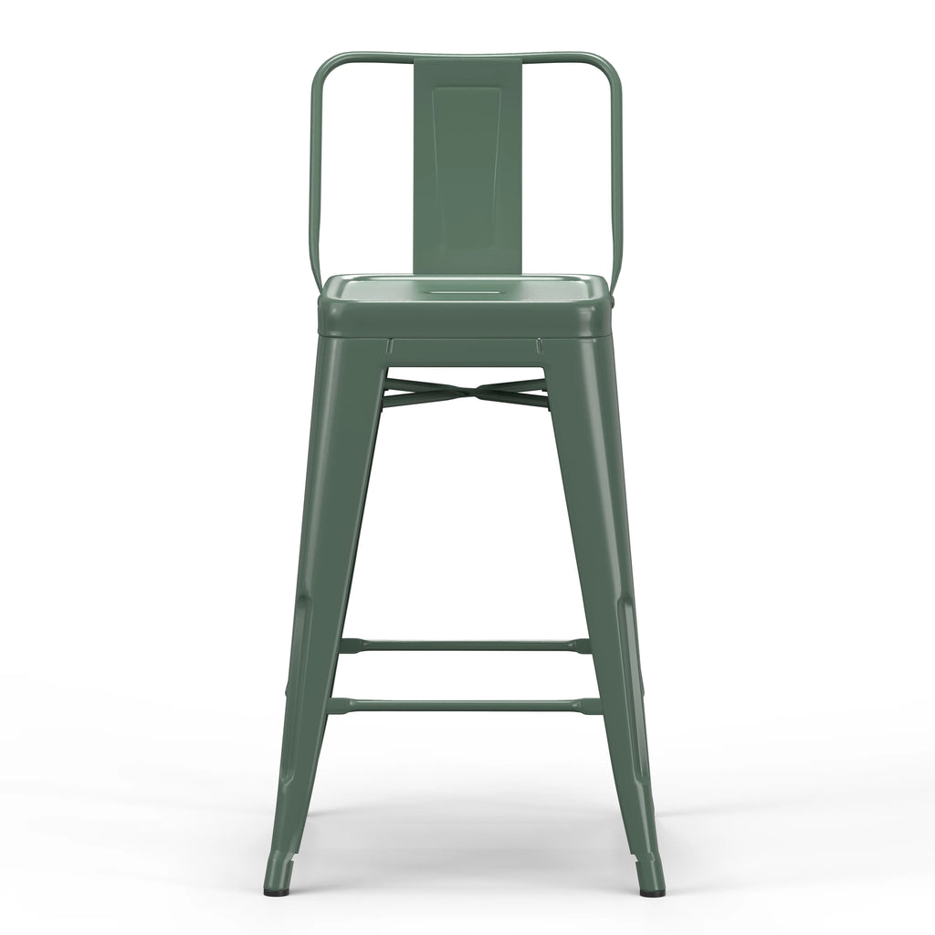 24" Industrial Metal Counter Stool in Sage Green (Set of 4) P60422