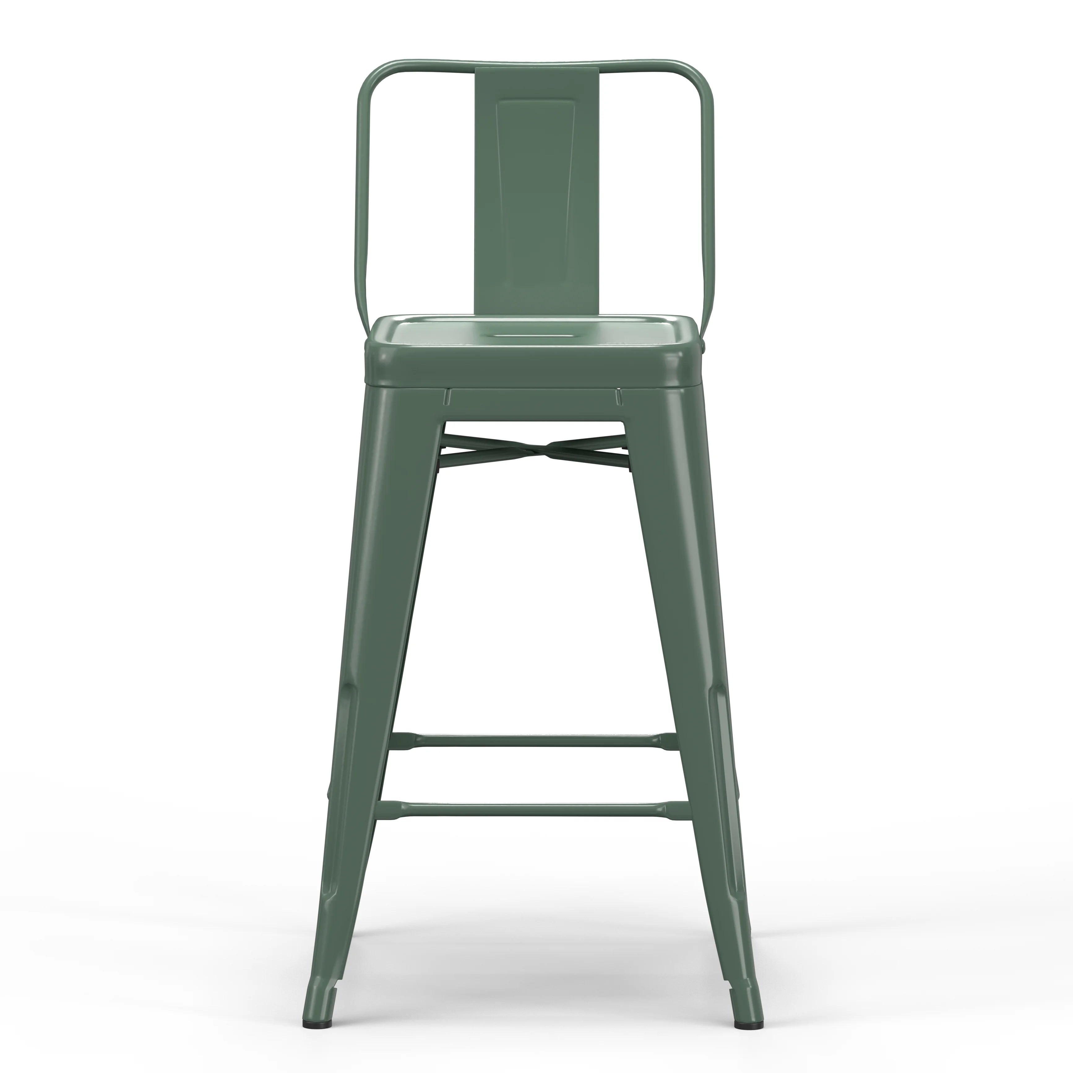 24" Industrial Metal Counter Stool in Sage Green (Set of 4) P60422