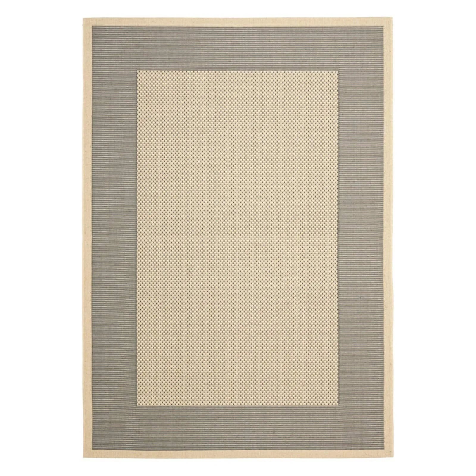 Natural/Gold Striped Border Indoor/Outdoor Area Rug P627