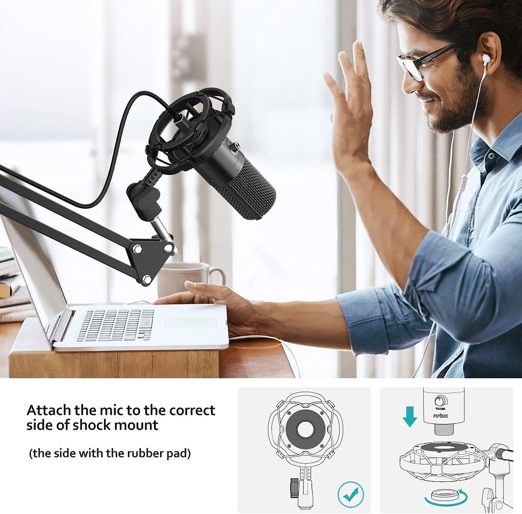 USB Microphone Kit with Adjustable Scissor Arm Stand Shock Mount, Pack of 2 X26482