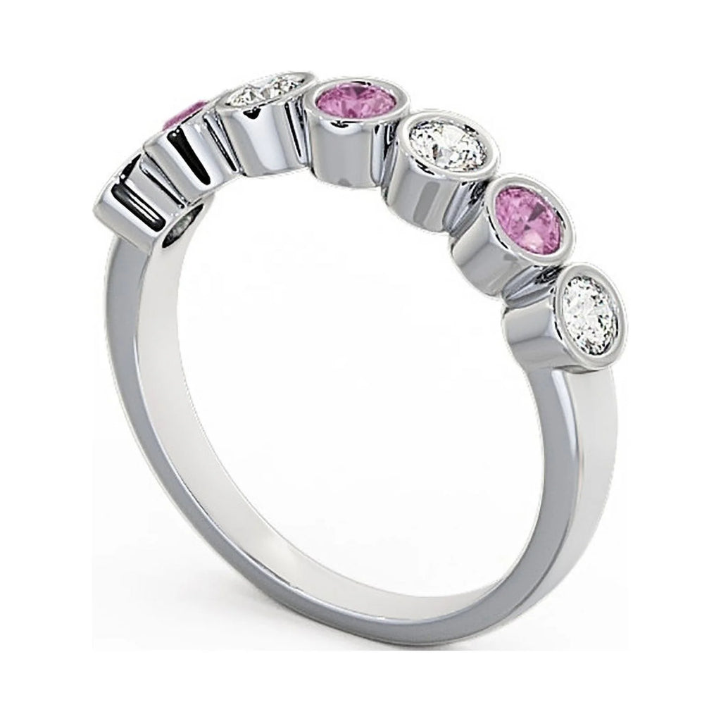 14K White Gold Eternity Band with Pink Sapphire and Diamond H829721