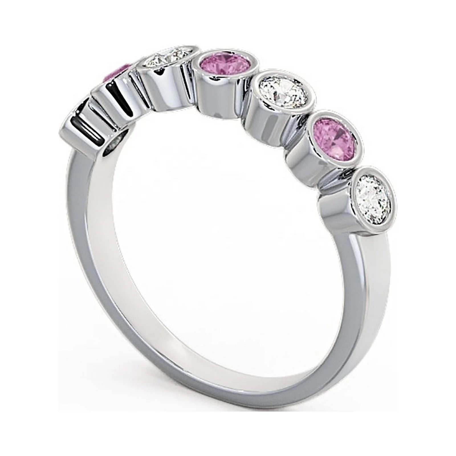 14K White Gold Eternity Band with Pink Sapphire and Diamond H829721
