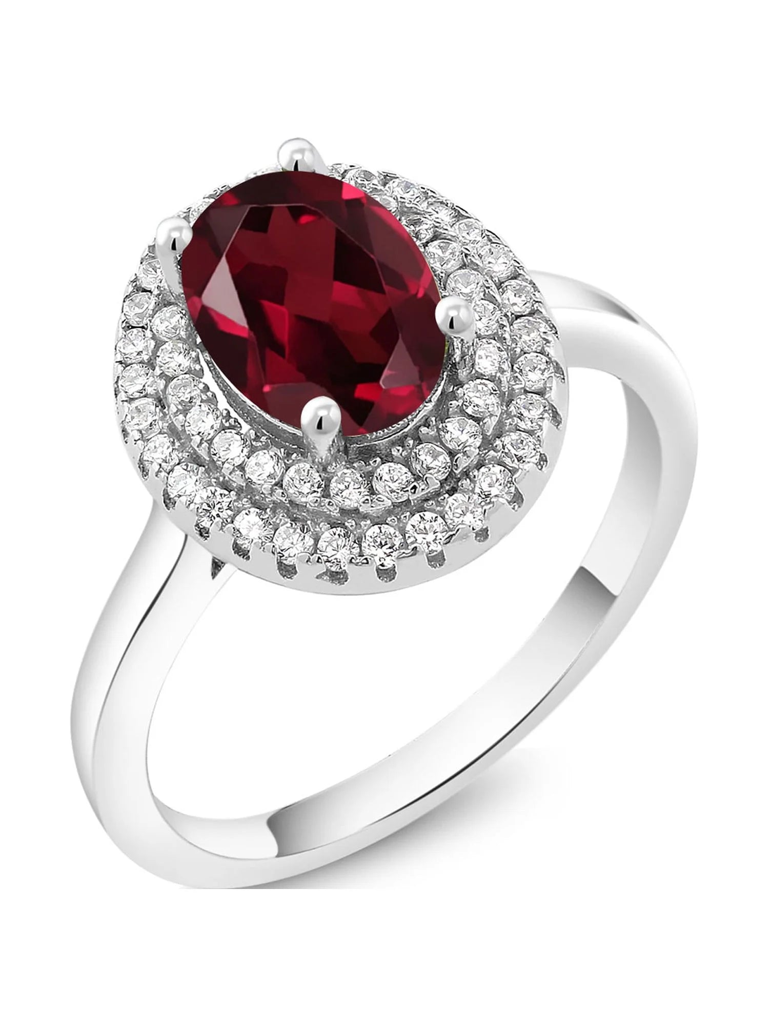 Oval Red Rhodolite Garnet Halo Engagement Ring L568449
