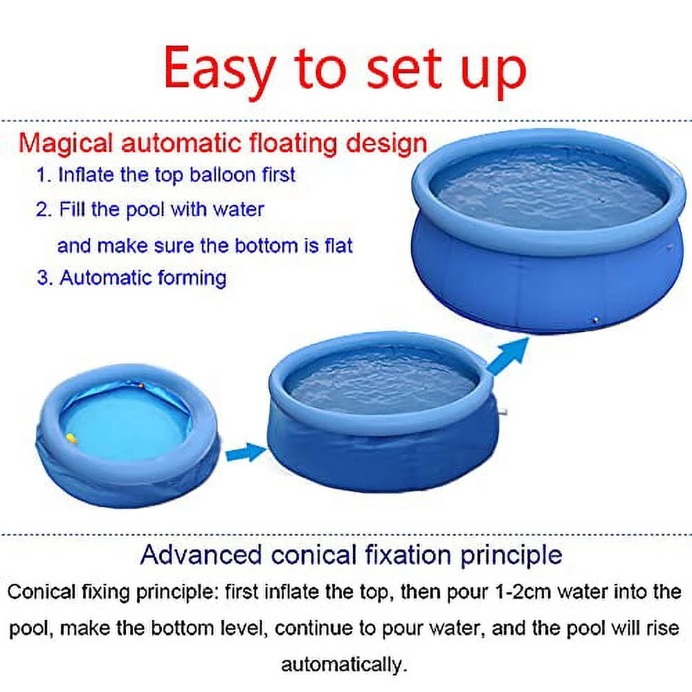 Blue Inflatable Above Ground Round Swimming Pool (12 ft x 36 in) M182649