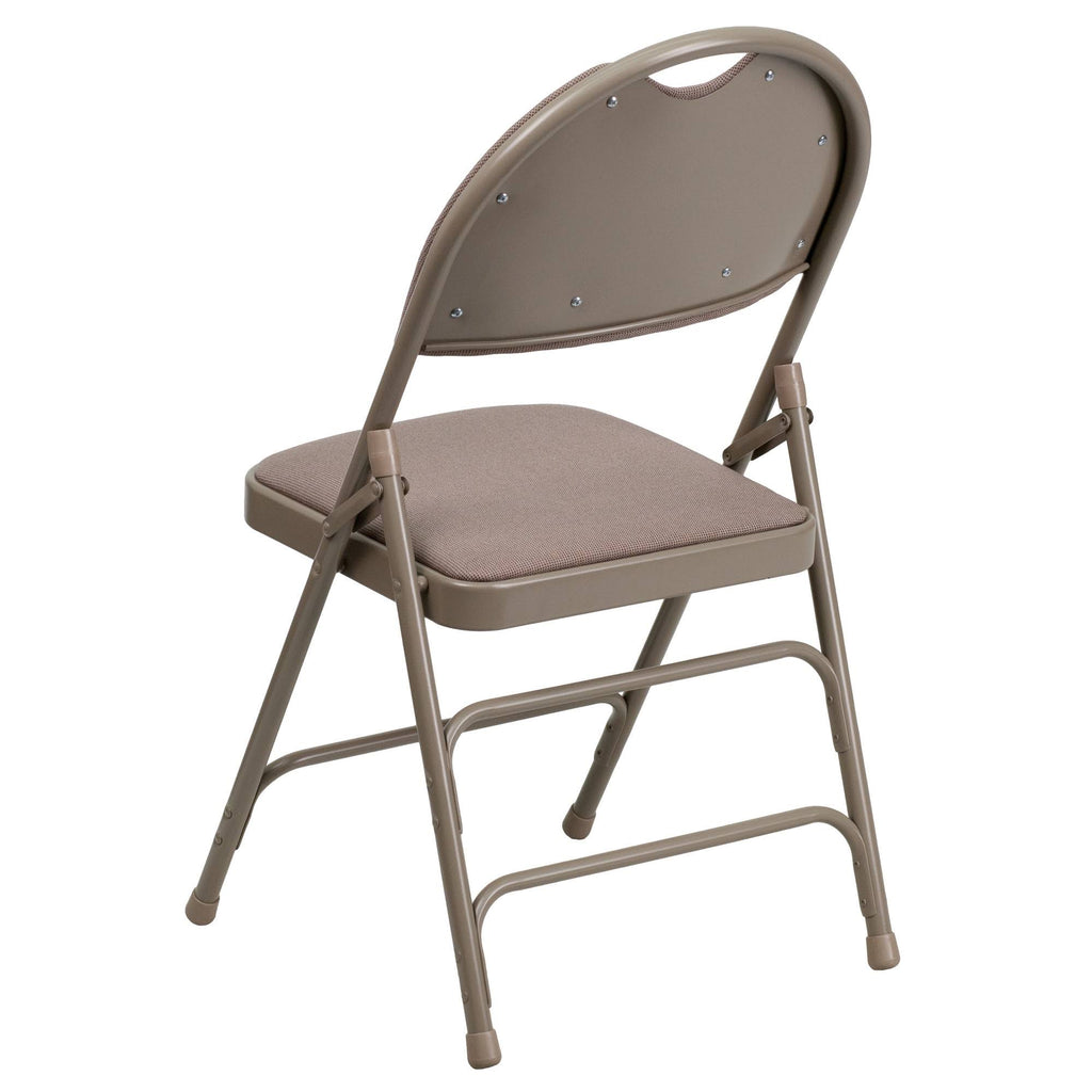 Beige Fabric Metal Folding Chair H41855