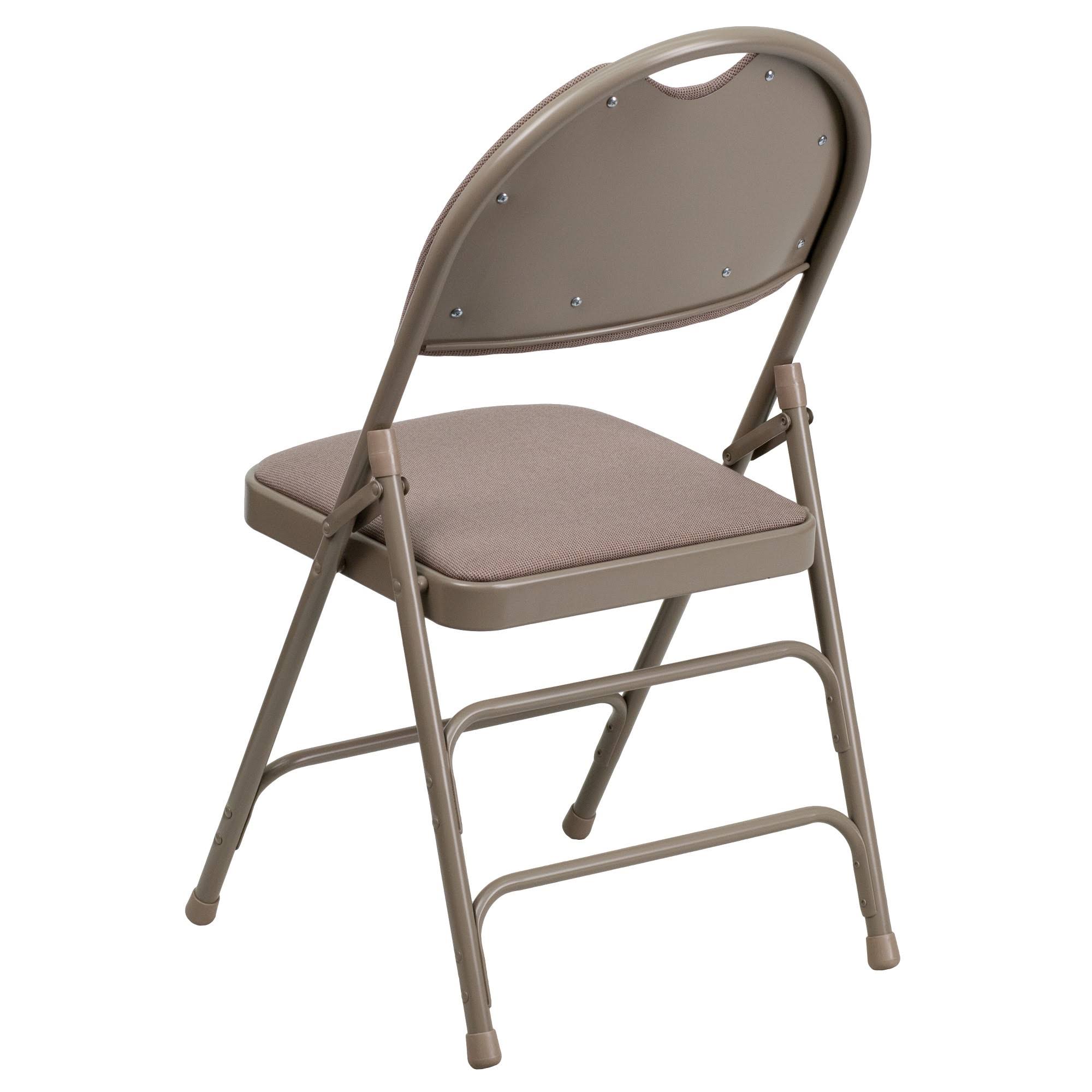 Beige Fabric Metal Folding Chair H41855