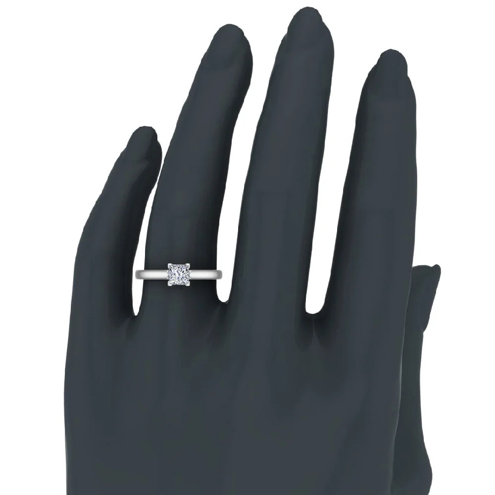 GIA Certified Princess Solitaire Diamond Ring 18K White Gold 0.75 Carat V627