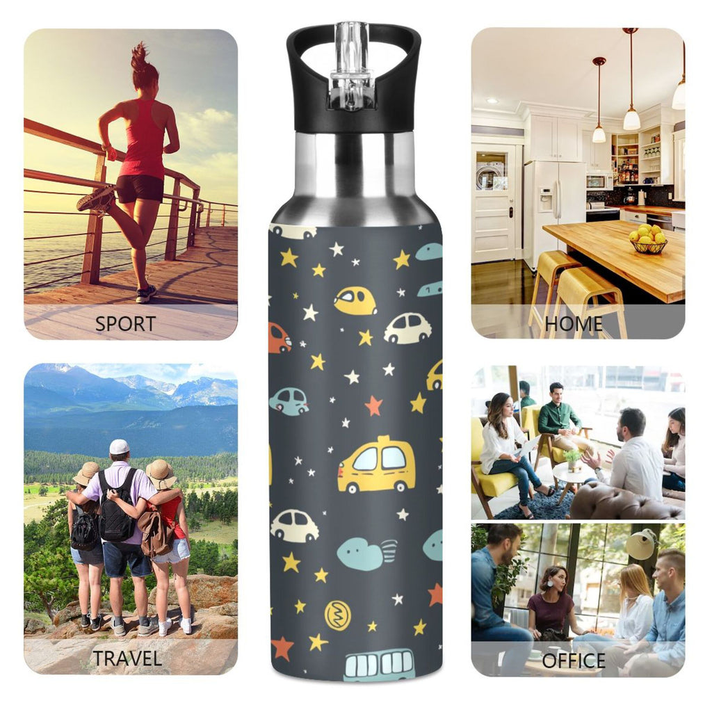 20 oz Insulated Stainless Steel Kids Water Bottle with Straw Lid M153311