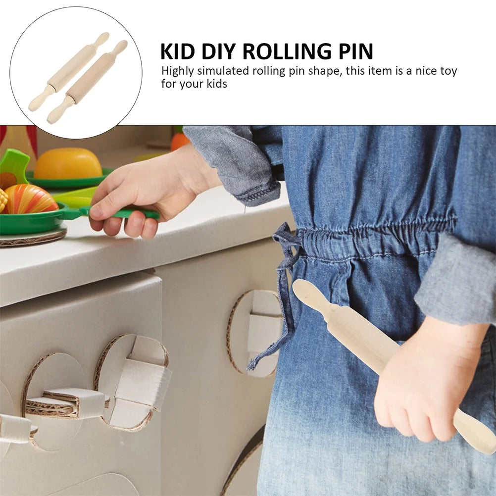 6 Pcs Wooden Rolling Pin Toy Playset Z203496