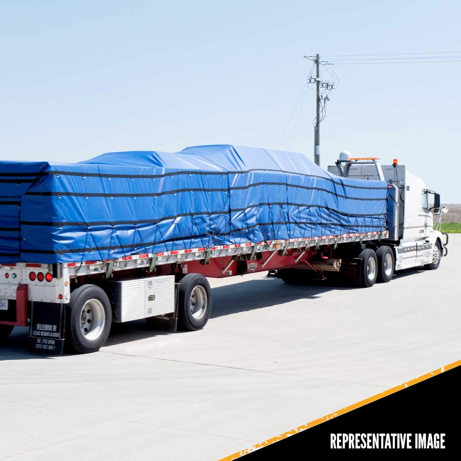 18 Ounce Blue Lumber Tarp with 4 Foot Drop and Flap M691