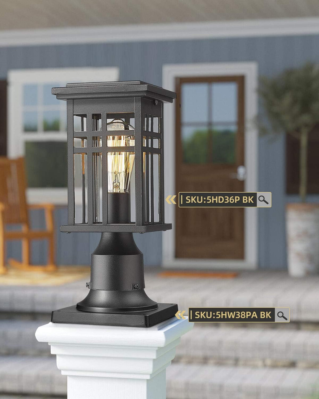 Black Cast Aluminum Post Light Mount Base Adapter, Pack of 2 I2325