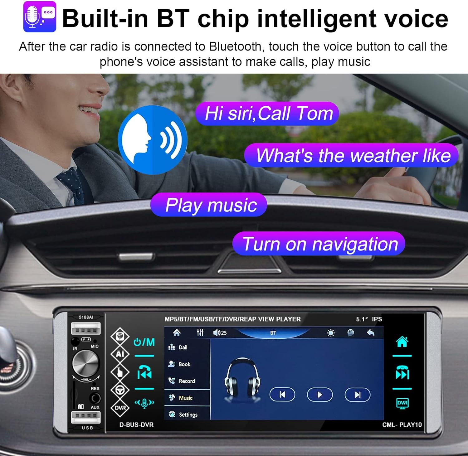 Single Din 5.1 Inch Touchscreen Car Stereo with Bluetooth V69767