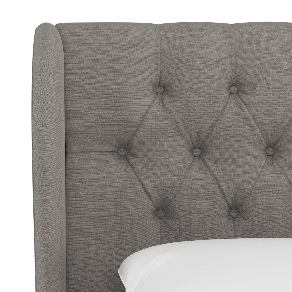 Gray Linen Tufted Wingback Headboard W875381