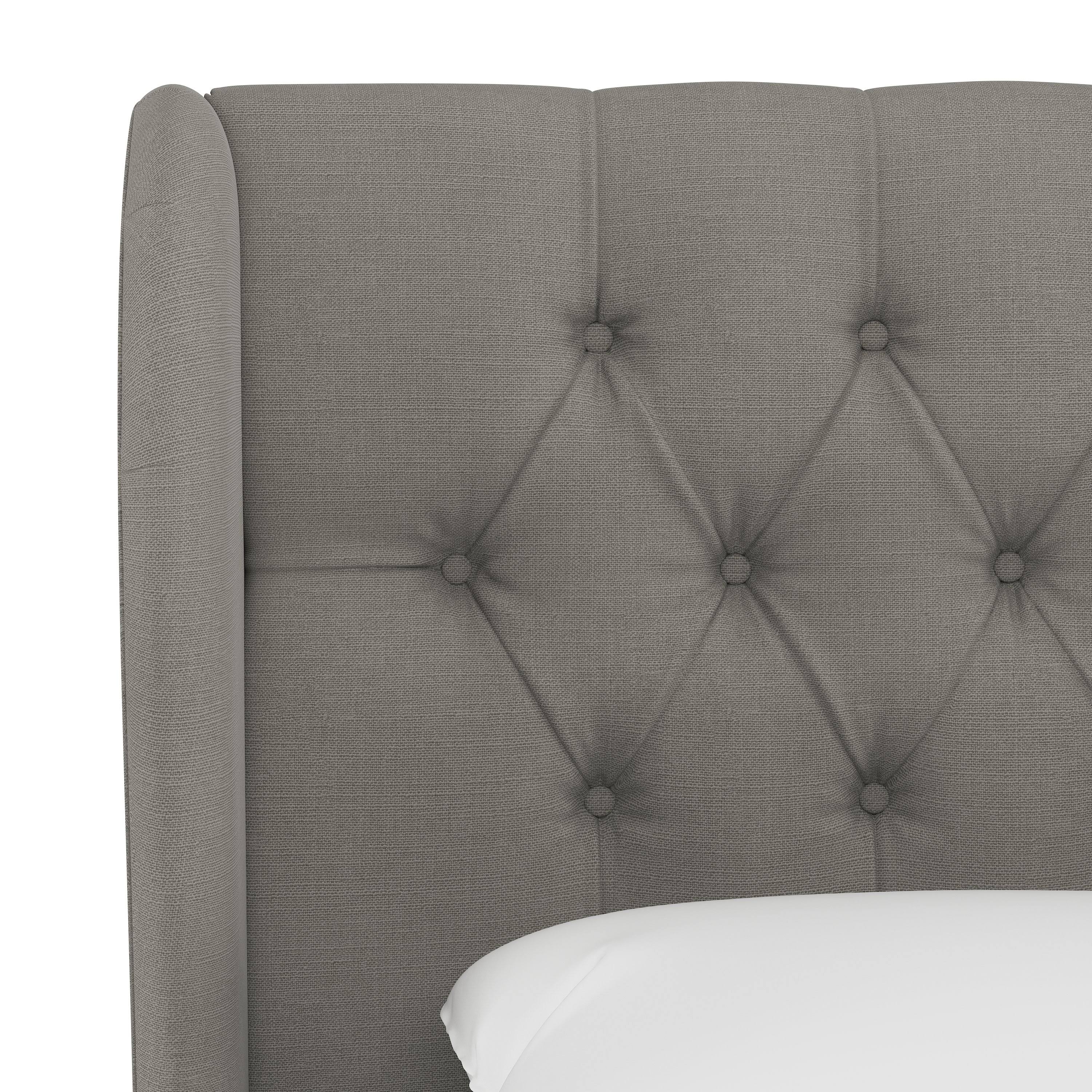 Gray Linen Tufted Wingback Headboard W875381