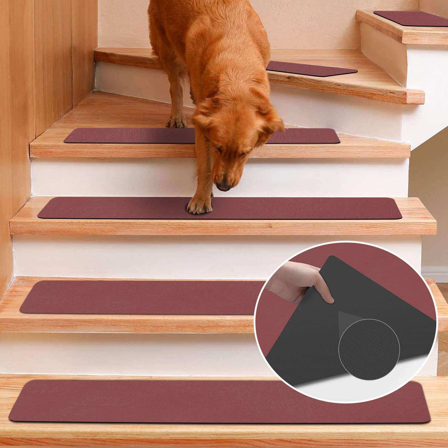 Rubber Stair Treads Non-Slip Step Mats Gray (8"X30", Set of 15) Pack of 2 X786