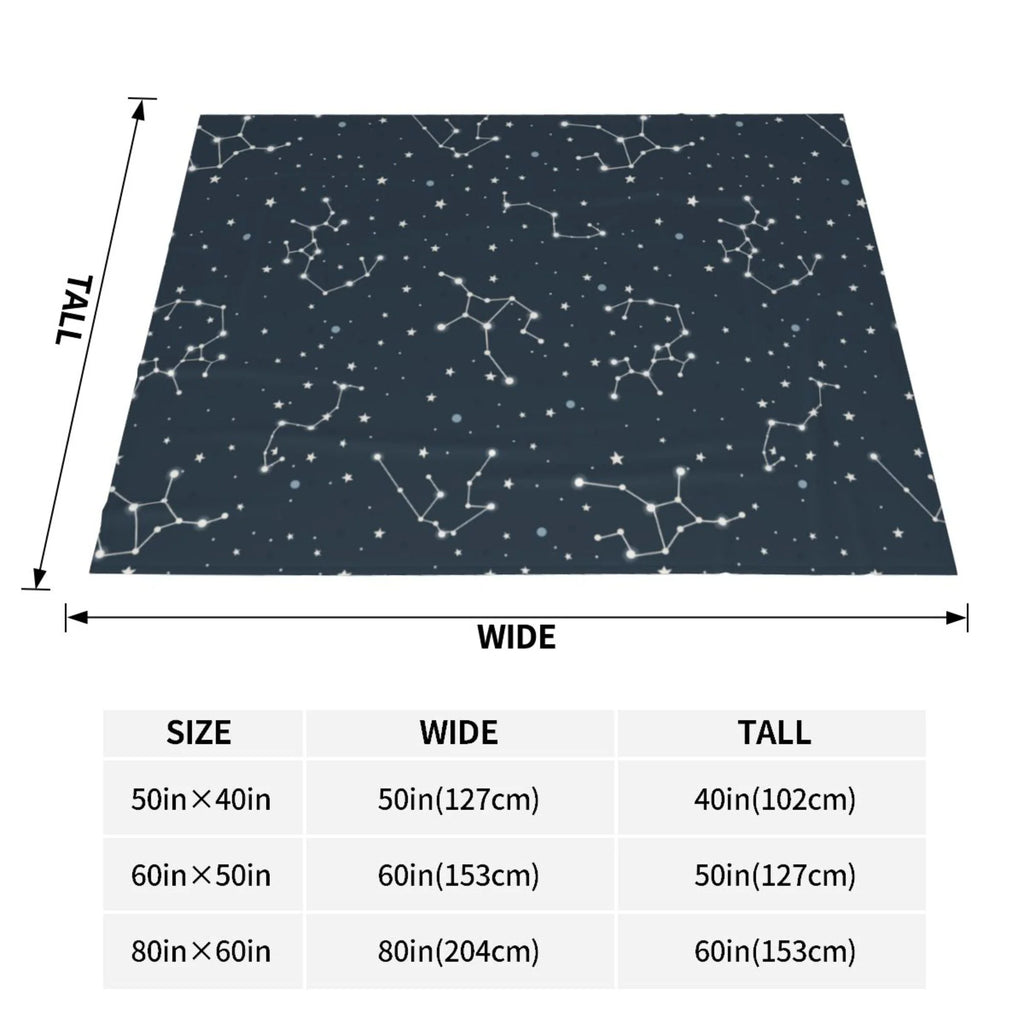 Blue Space Constellation Stars Pattern Plush Throw Blanket, 50" x 40" Z949593