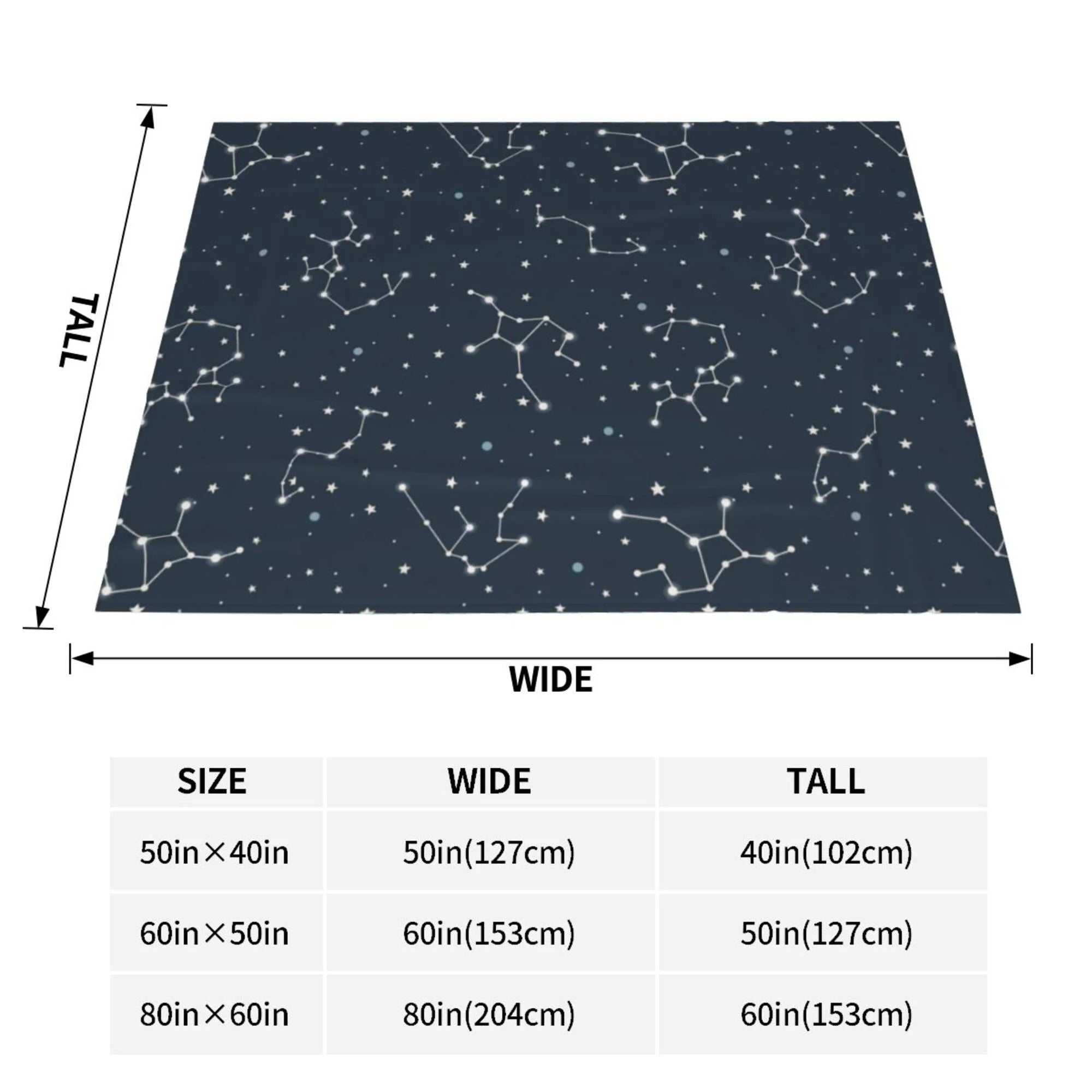 Blue Space Constellation Stars Pattern Plush Throw Blanket, 50" x 40" Z949593